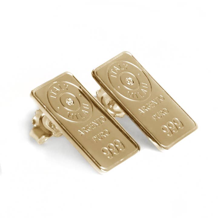 Lingot d'Amour - Venta al por mayor Pendientes de botón/aretes de poste - Pendientes lóbulo oreja plata recubierta oro Luce
