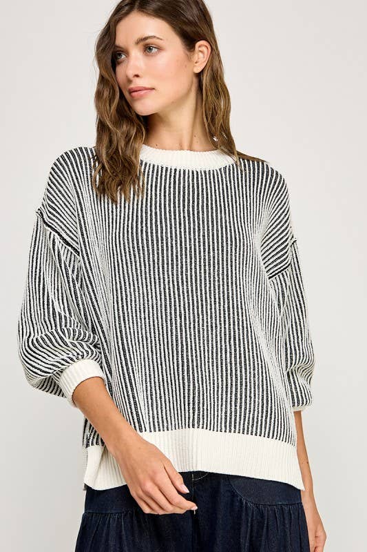 Miss Love - Wholesale Knit Sweater - Women's - Super Soft Strip Sweater10