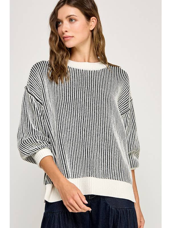 Miss Love - Wholesale Knit Sweater - Women's - Super Soft Strip Sweater10