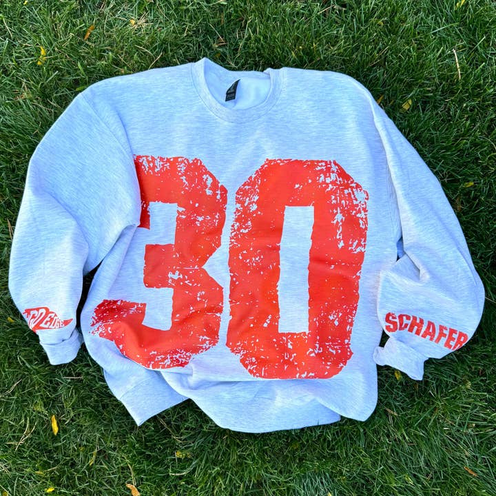Custom #1 Fan Grunge Oversized Crewneck Sweatshirt | Vintage Distressed Team Sweatshirt | Game Day Outfit | Personalized Fan Gift for wholesale by Swain Co. Embroidery & Press