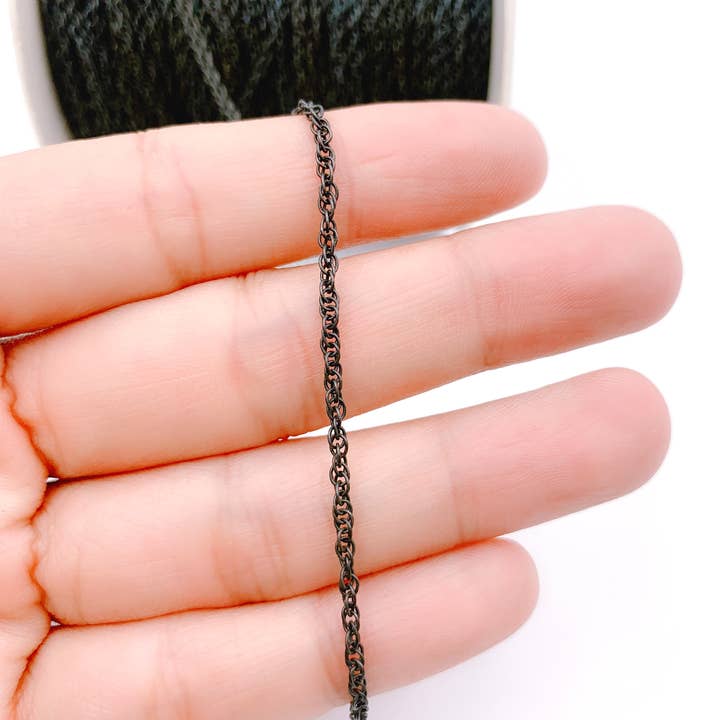 Gunmetal Black Chain by Foot, Circle Link Chain, CH125 for wholesale by Beads Creation