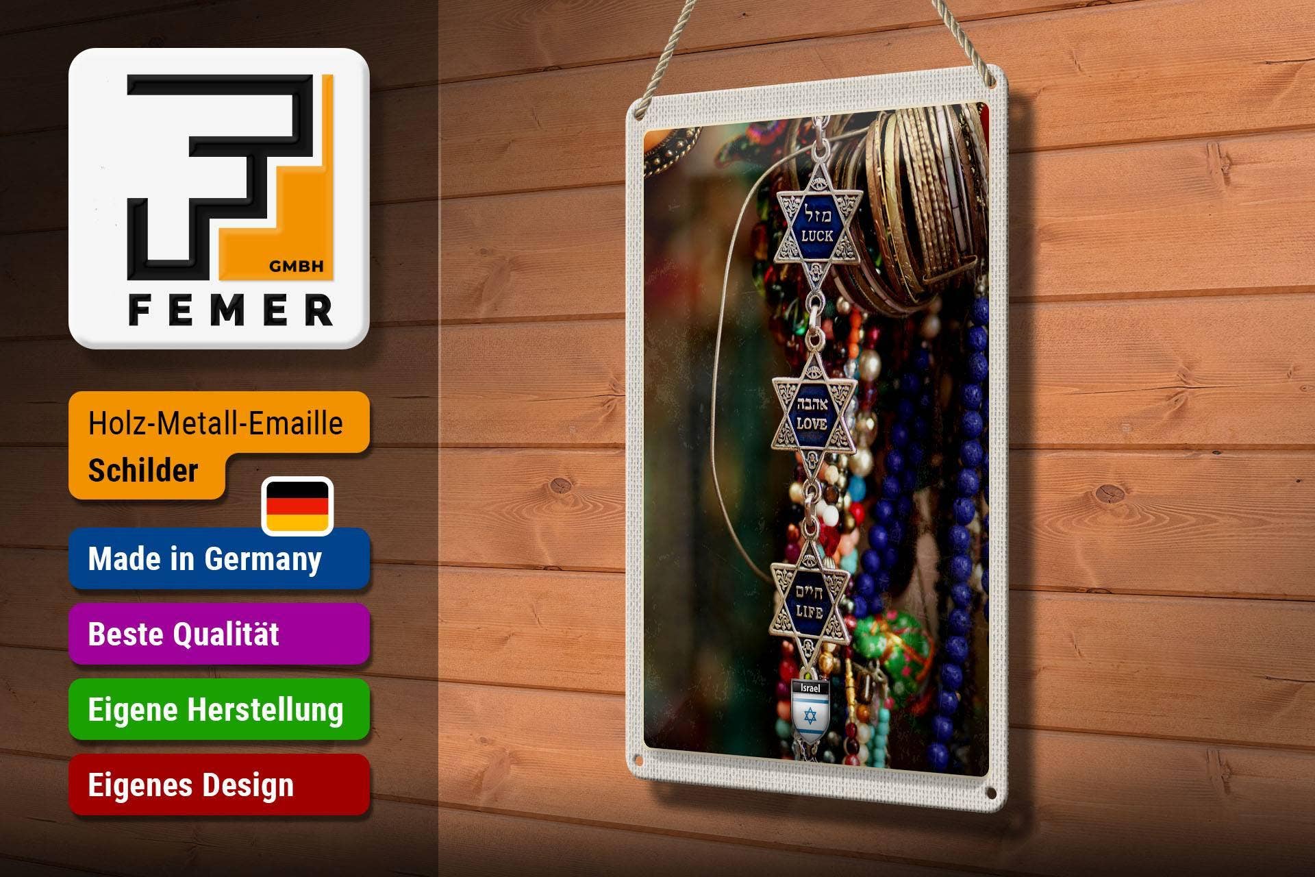 Femer - Wholesale Sign - Travel tin sign 20 x 30 cm chain decoration jewelry Israel faith sign tin sign2