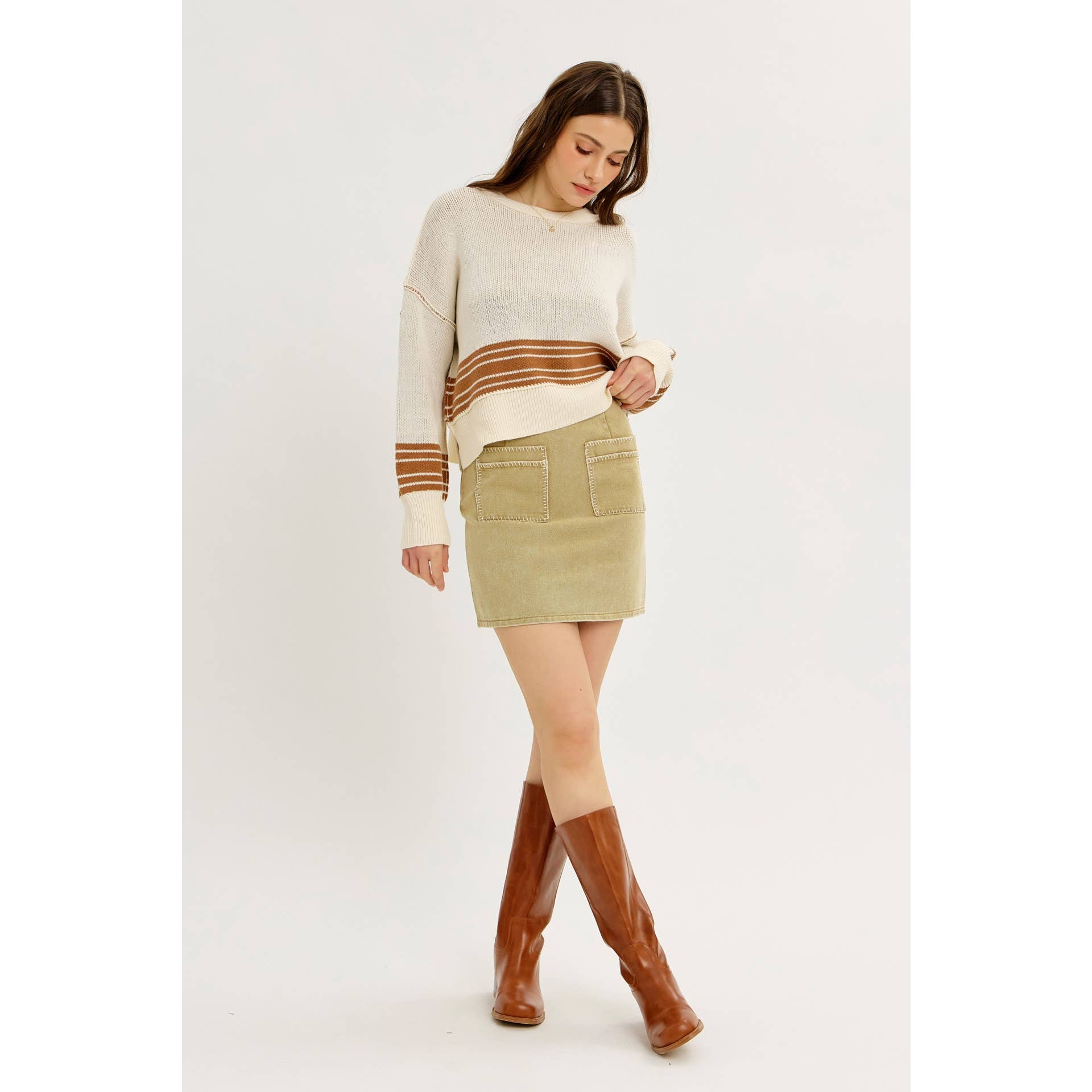 idem ditto - Vente Pull en maille – femme - PULL EN MAILLE RAYÉE BOXY INFINIMENT POLYVALENT22