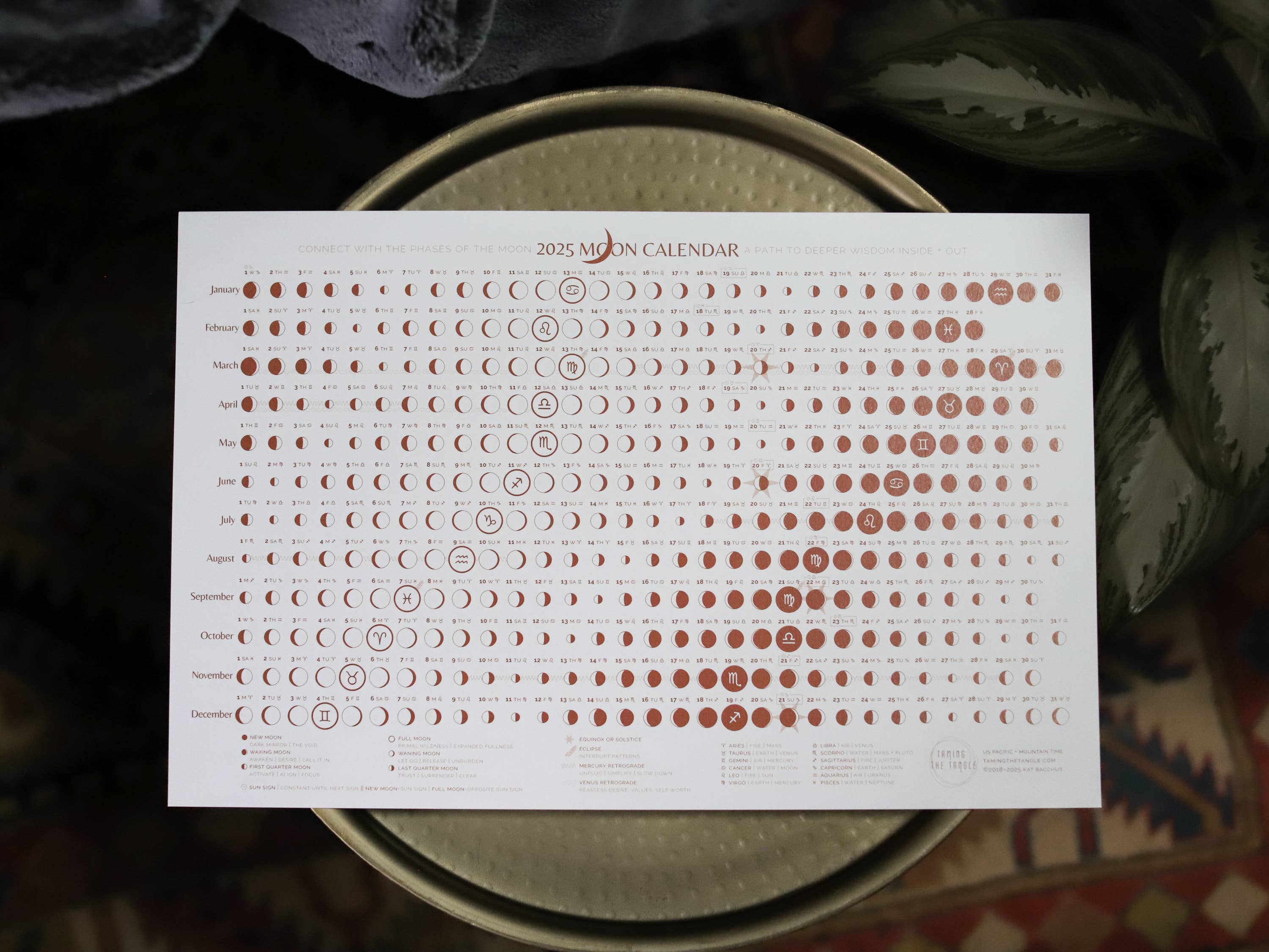 Taming the Tangle - Wholesale Calendar - Terra Cotta 2026 Moon Calendar poster2