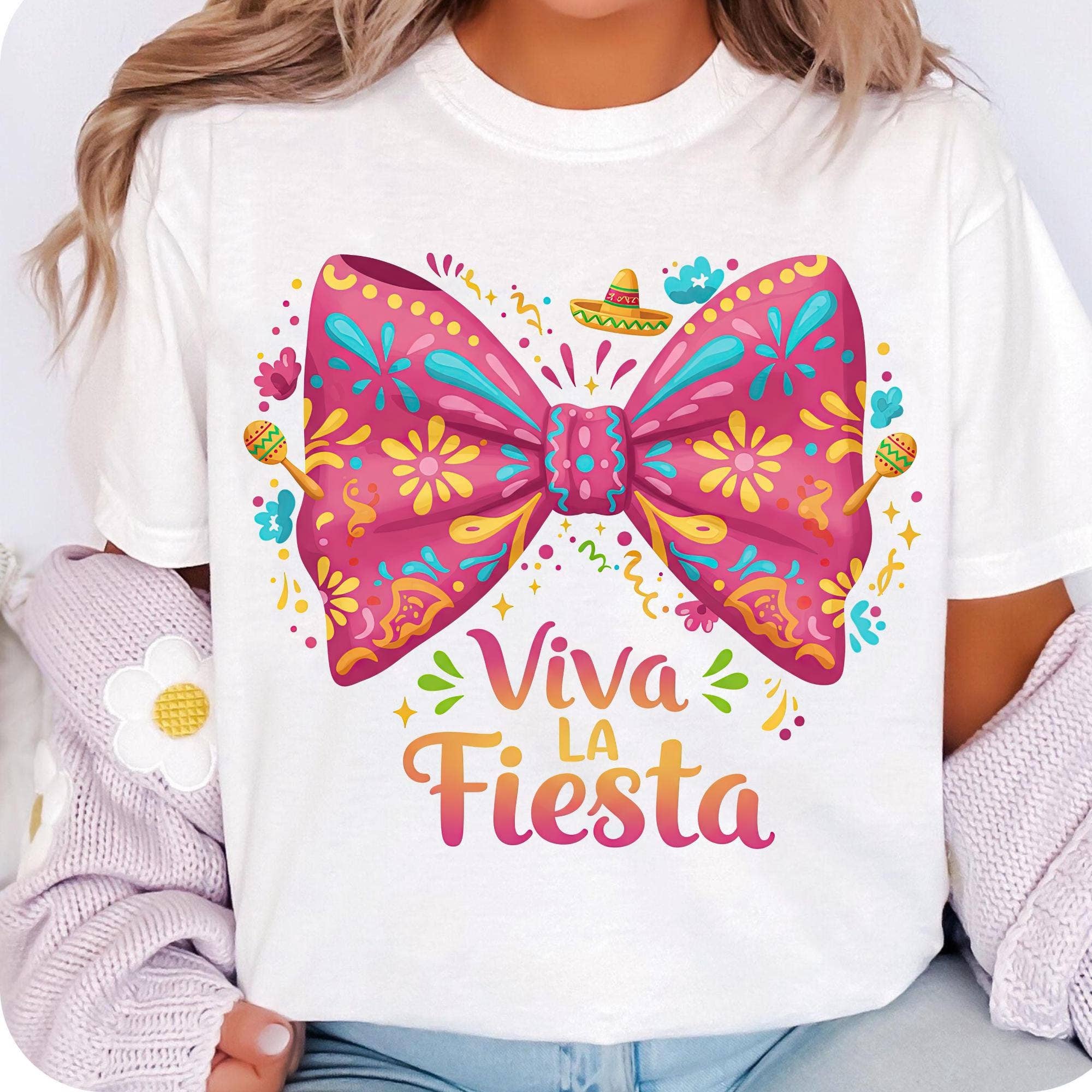 NVC Ecommerce LLC - Wholesale T-Shirt (Graphic) - Women's - Viva La Fiesta Coquette Bow Shirt, Cinco De Mayo Sweatshirt