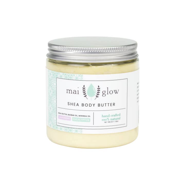 Mai Shea Body Butter | Baobabolie + Moringa-olie | Lavender + Eucalyptus | Allemaal natuurlijke ingrediënten voor wholesale door Mai Glow