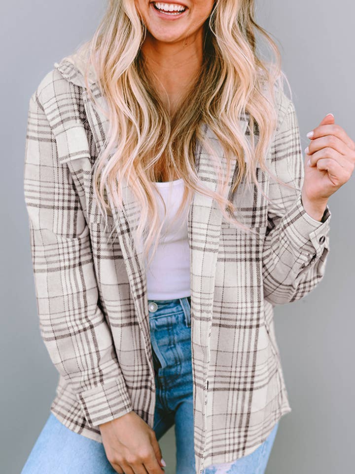 Geruite, afneembare beugel met capuchon en knoopsluiting voor wholesale door LALA LOO