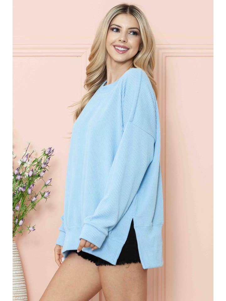 Burgundy Apparel - Vente Sweat-shirt – femme - SWEAT-SHIRT OVERSIZE CÔTELÉ ONDULÉ AVEC FENTE LATÉRALE11