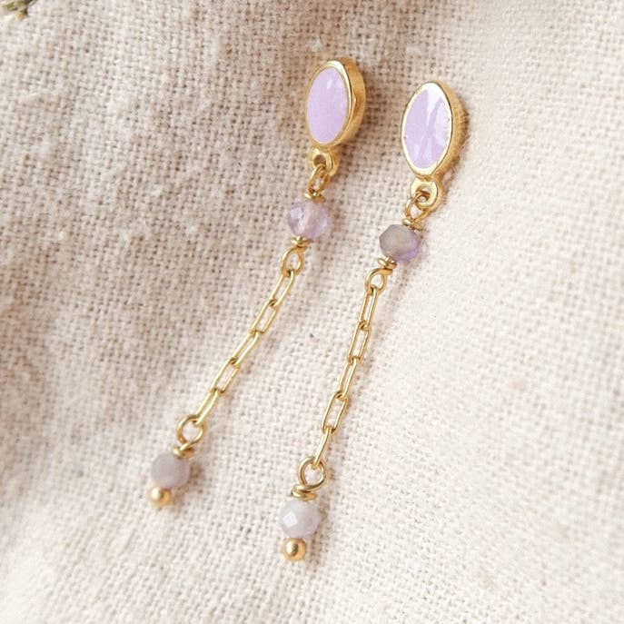 Boucles d'oreilles Boucles d'oreilles à tige ovale lilas pour la vente par Olivolga Bijoux