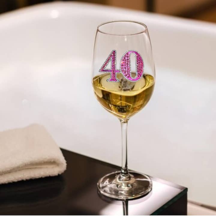 The Queens' Jewels® - Wholesale Wine Glass - 40th Birthday Jeweled Stemmed Wine Glass