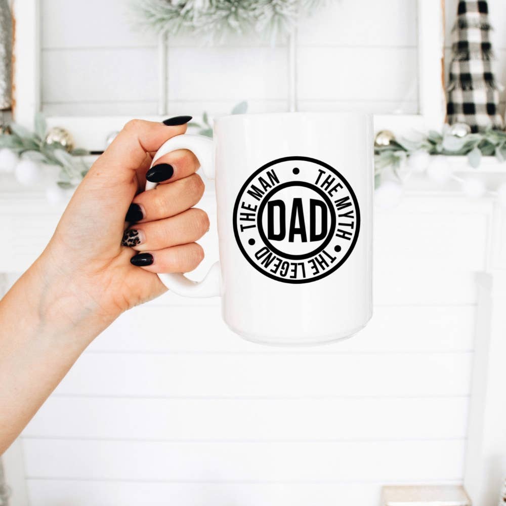 Boho Sips – Caneca por atacado – Xícara de café do dia dos pais, homem, mito, lenda, 15 onças