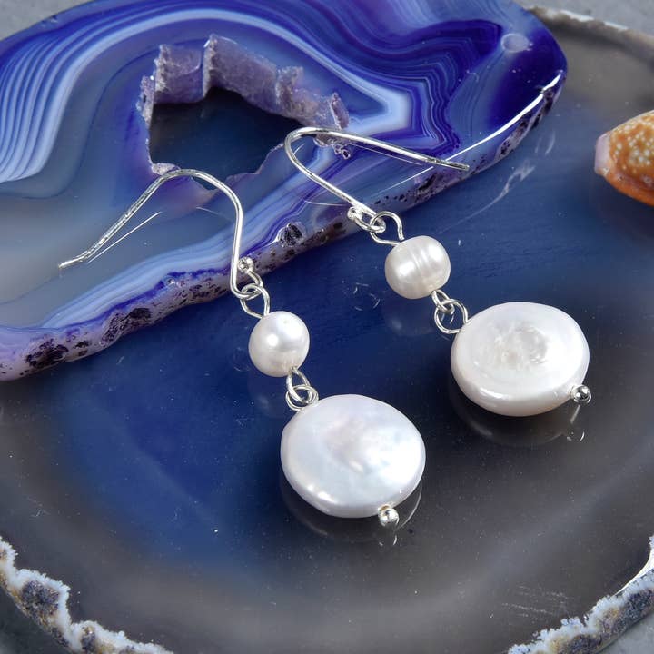 Drop Down Cultured Pearls Earring for wholesale by IST Jewelry