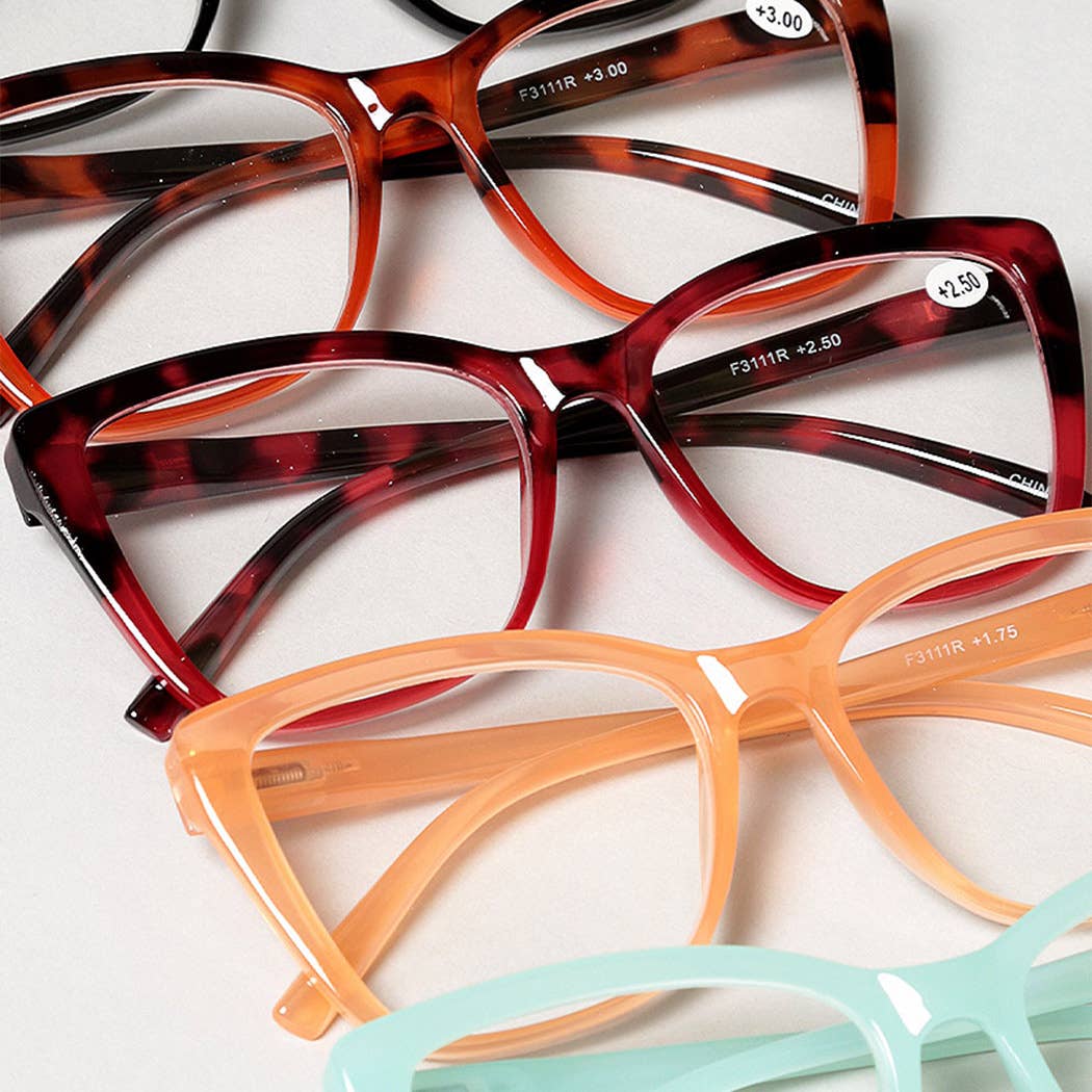  ASSORTED COLORS Women's Cat Eye Frame Reading Glasses for wholesale on Faire1