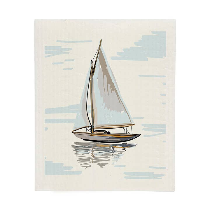Sailboat Sponge Cloth Blue for wholesale by Harman