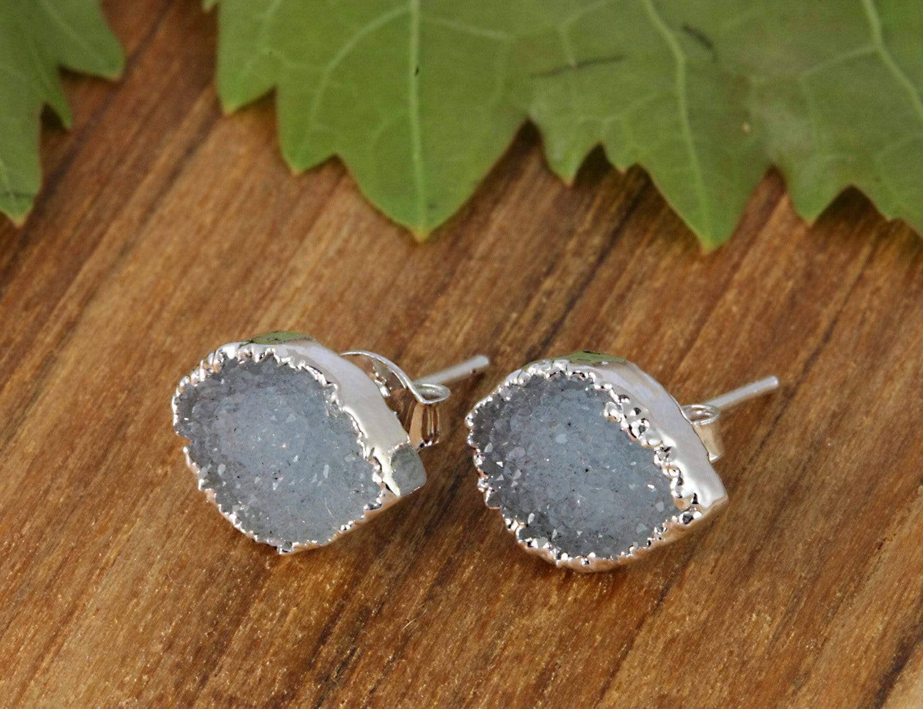 Rock Paradise – wholesale Stud/post earrings – Crystal Druzy Stud Earrings with Gold or Silver Edge1