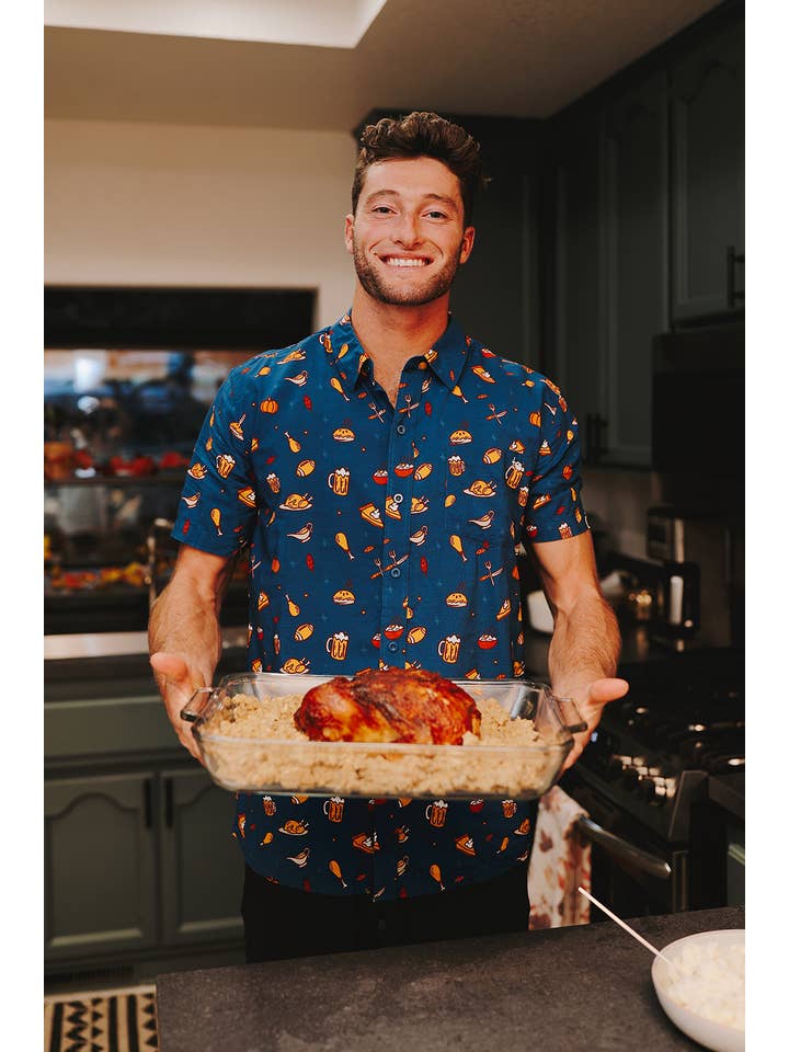 Tipsy Elves - Wholesale Button Down Shirt - Men's - Thanksgiving Dinner Men's Holiday Foods Button Down Shirt