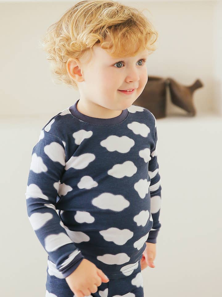 Marine Pyjama à manches longues en modal Navy Cloud en vente sur Faire2