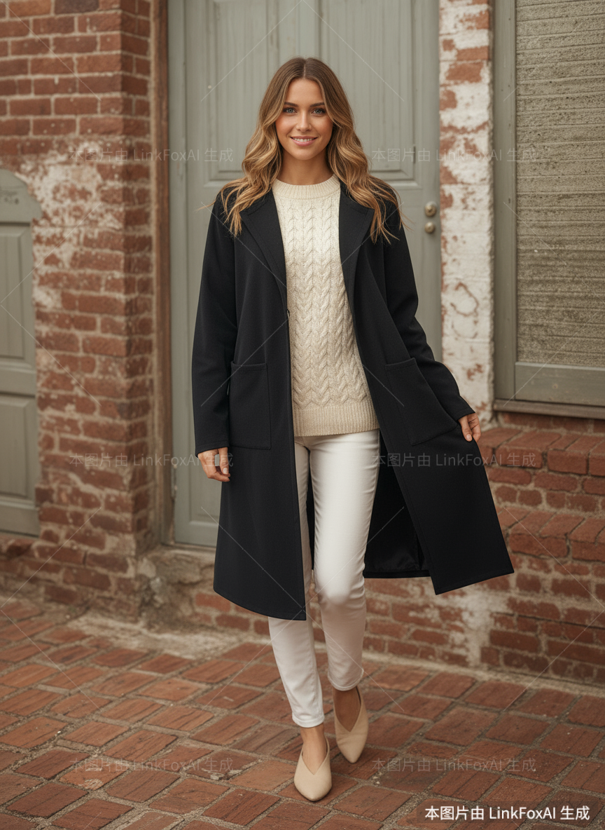 EmberLoom – Casaco - Mulher por atacado – Casaco de Tweed Oversized com Lapela Intemporal e Bolsos12