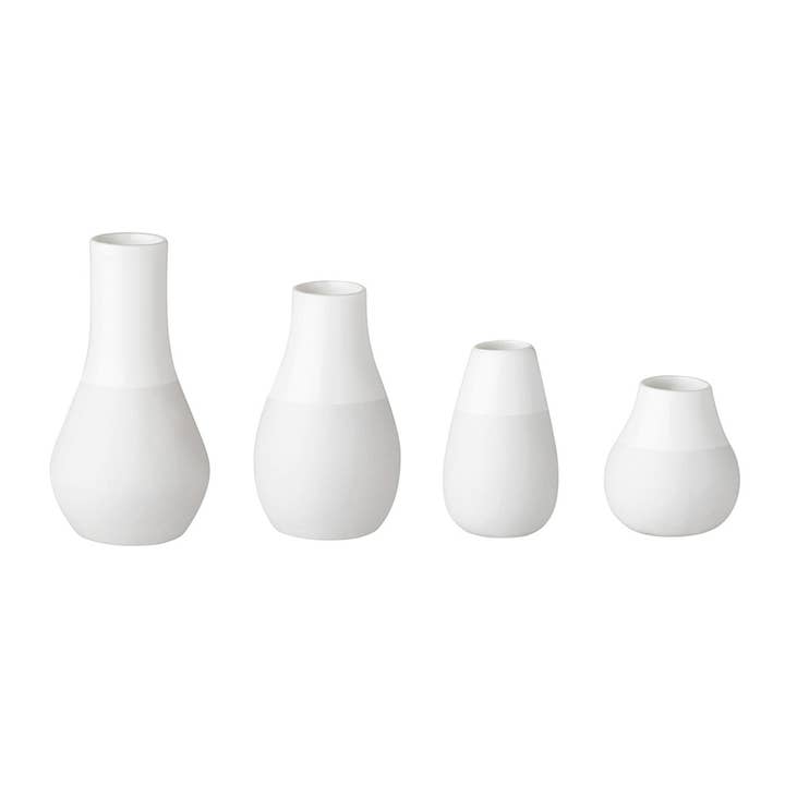 Porcelain White Mini Vases - Set of 4 for wholesale by Räder