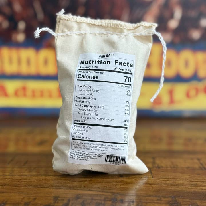 Richloam General Store - Wholesale Hard Candy - Fireball Candy with Decorative Cloth Bag (4 oz.)2