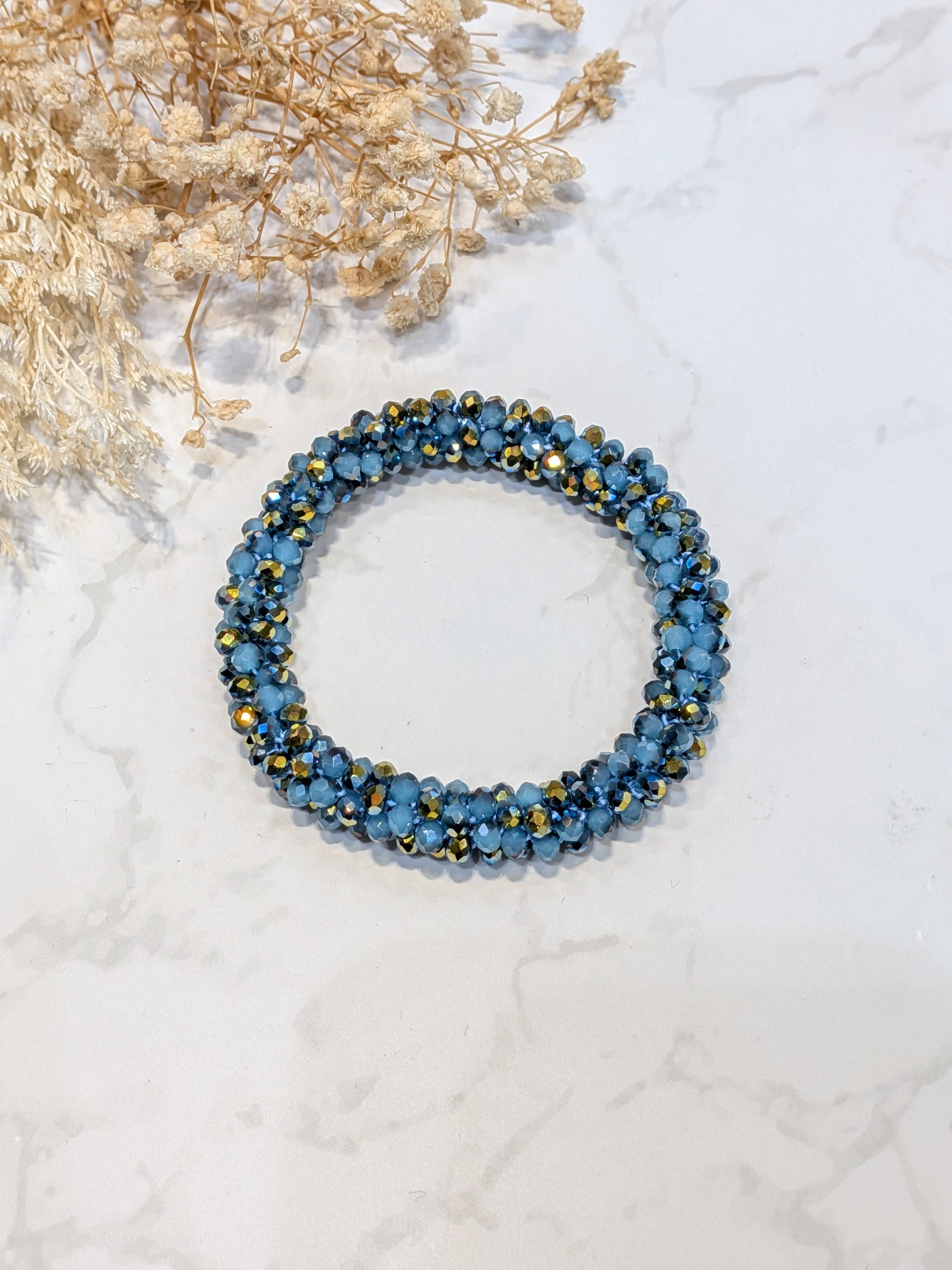LOLO & YAYA - Wholesale Link & Chain Bracelet - Blue-tone crystal effect bracelet32