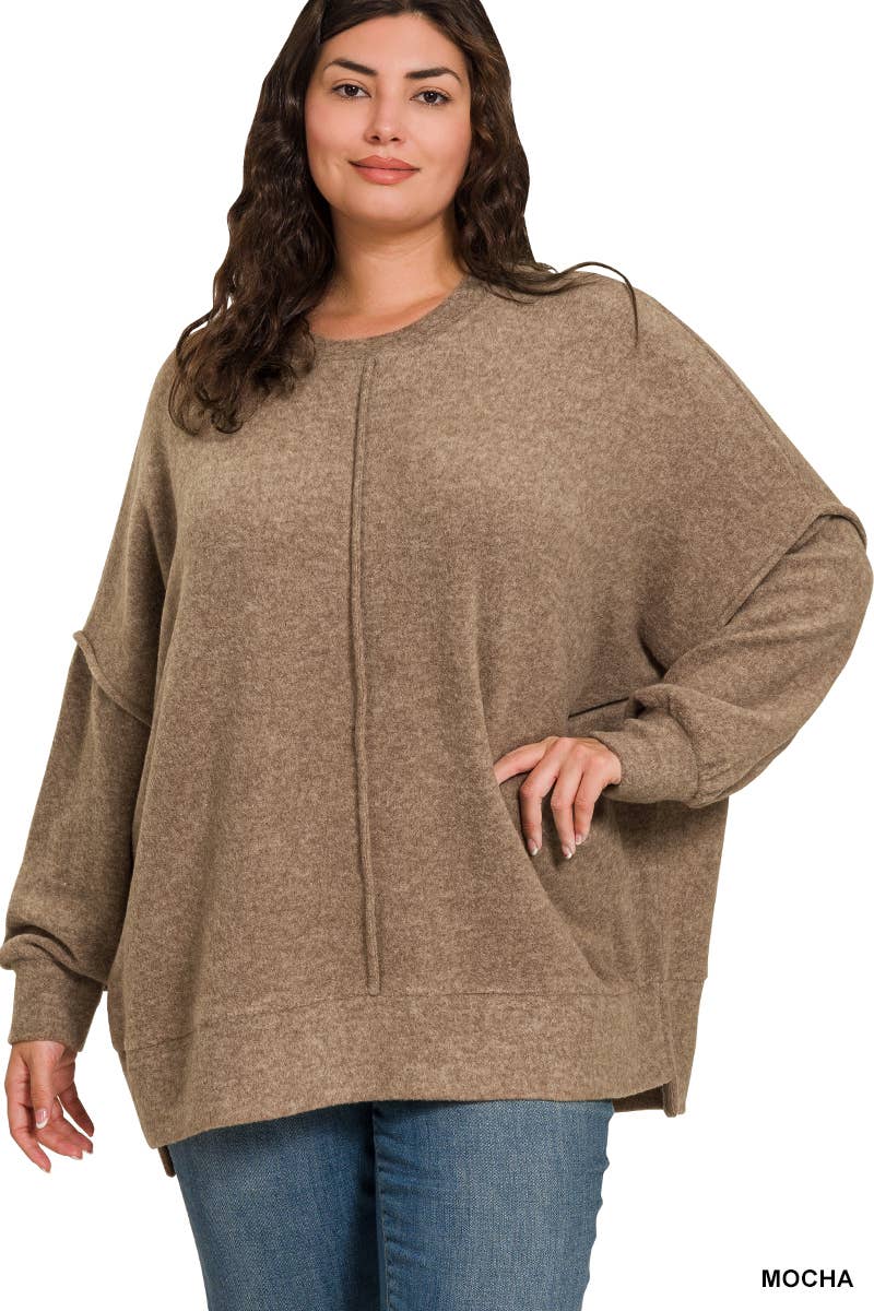 Vanilla Monkey – Engroshandel Pullover - Dame – Plus Børstet Melange Hacci Overdimensioneret Sweater4