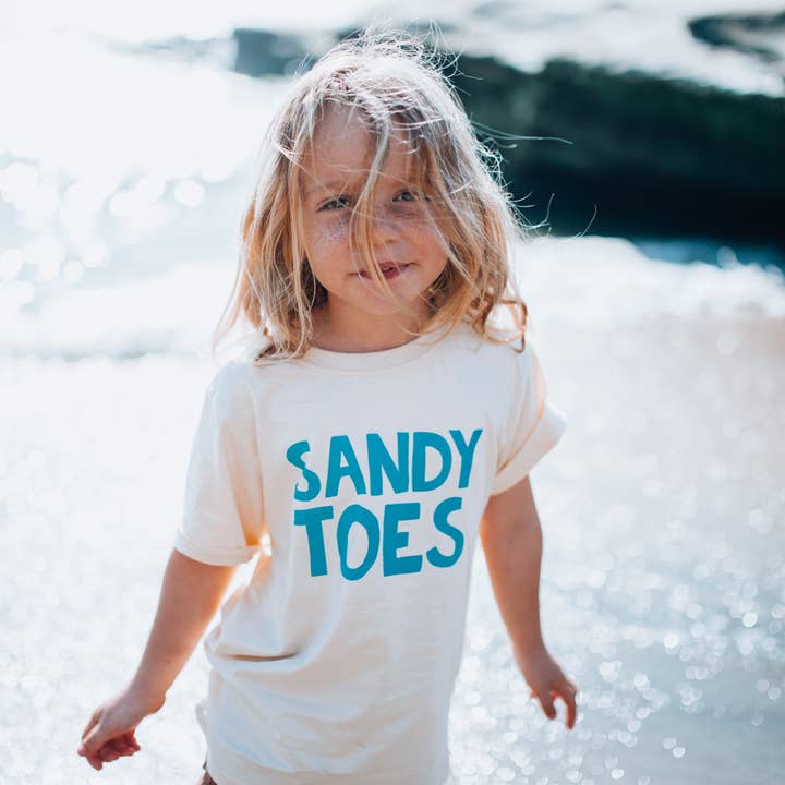 SANDY TOES in blue | Kids Tee for wholesale by Minimalist Folk Co.