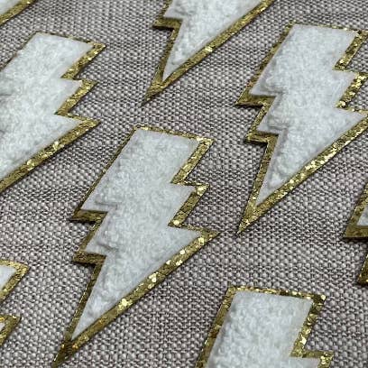 Scratch Decor - Wholesale Patch - Lighting Bolt Iron On Gold Glitter Patches2