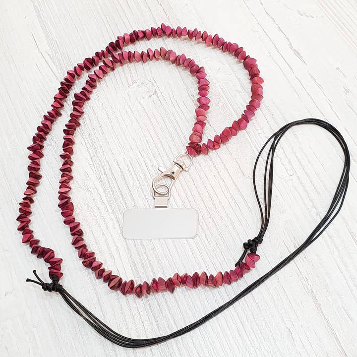 Cadena para móvil Buri-semillas de palma con parche de acero inoxidable 120-160cm para venta al por mayor de Gloria-Maris