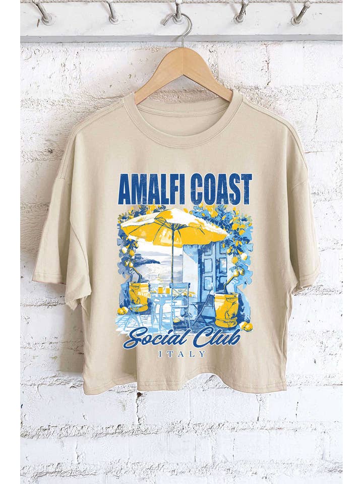 Rustee Clothing - Wholesale Screen Printed T-Shirt - Women's - AMALFI COAST ITALY GRAPHIC LONG CROP TOP