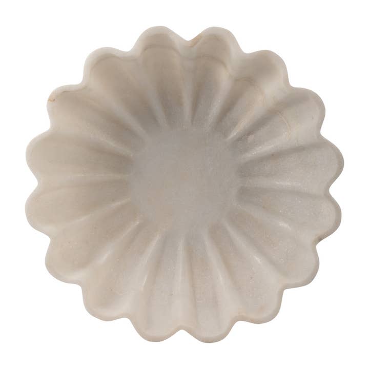 Sagebrook Home - Wholesale Decorative Plate/Dish/Bowl - White 12 in. Marble Round Veined Shell-Shaped Bowl