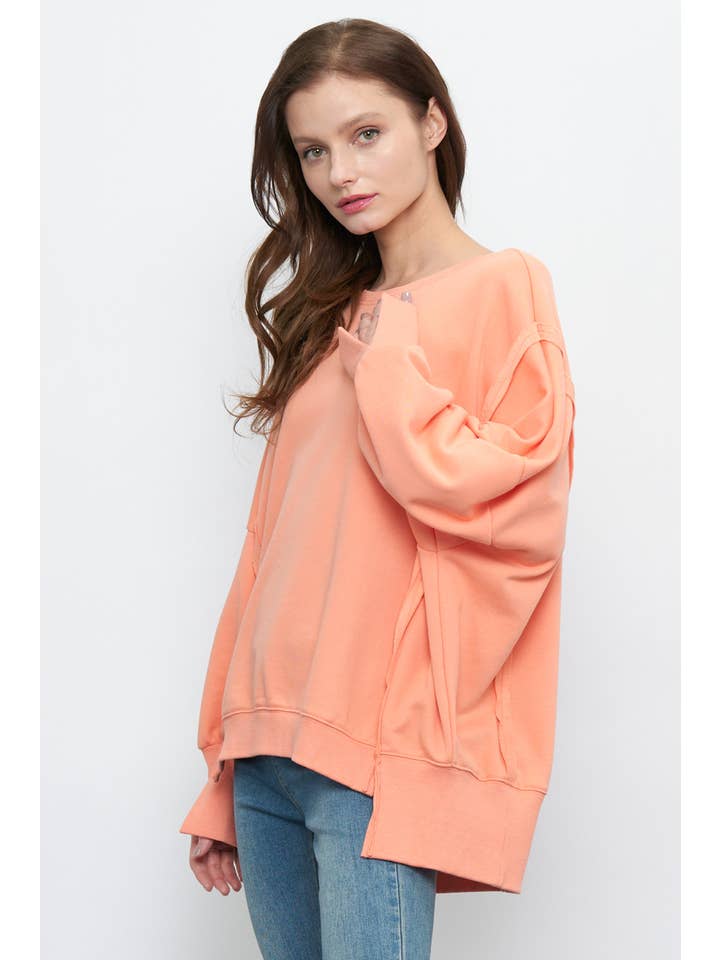 Newbury Kustom - Wholesale Sweatshirt - Women's - 50965 - BOXY FIT SEAM DETAIL SWEATSHIRTS39