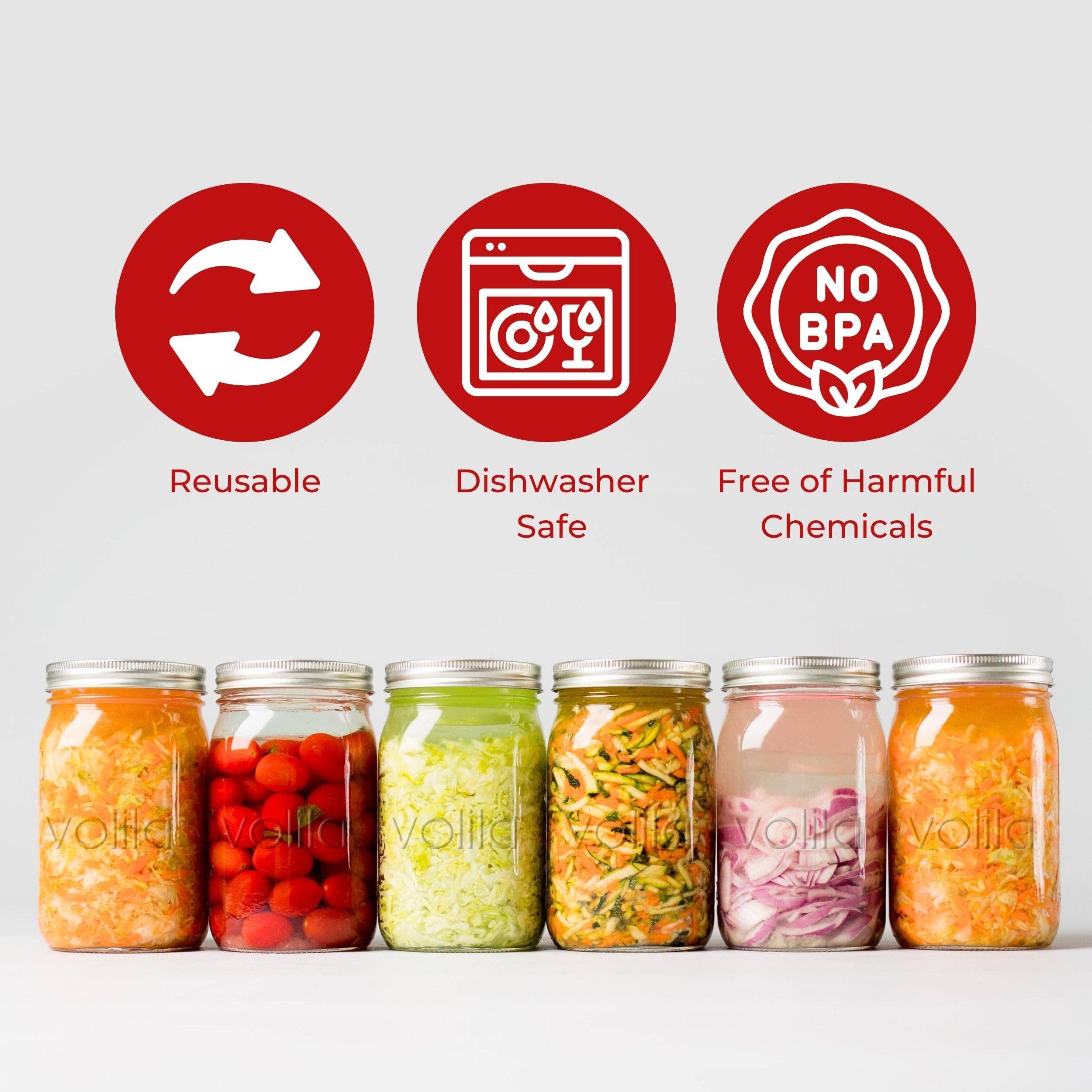 Jara Trading – wholesale Jar – volila Mason Jar - Leakproof Mason Jars with Lids 500ml for Salad Jars, Overnight Oats Jar or Pickling Jars with Lids - 2-Part Mason Jar Lids, Labels, Pen and Sponge Included6