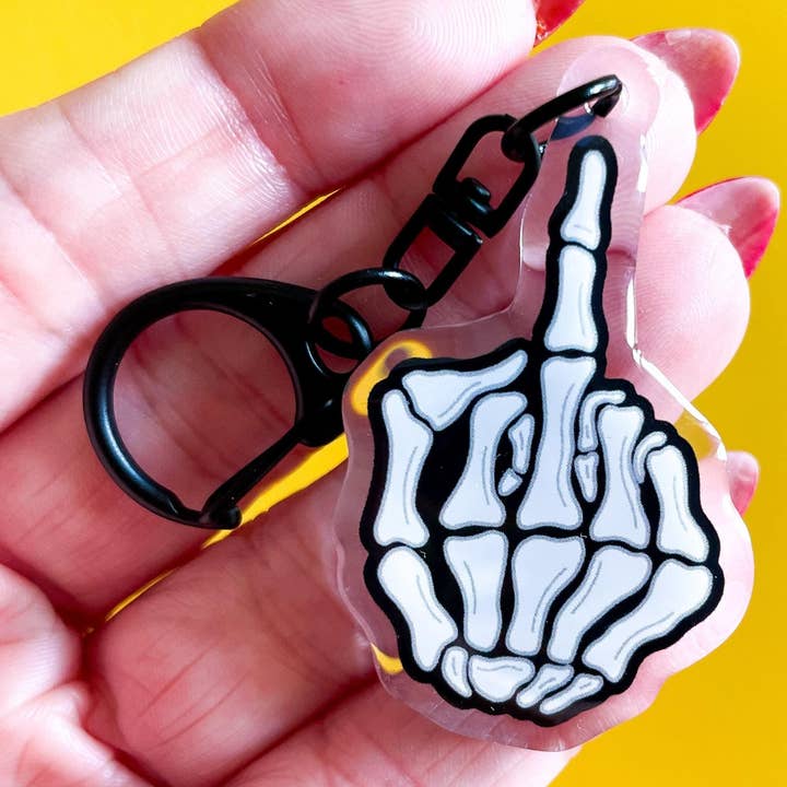 Skeleton Middle Finger Keychain for wholesale by Stark + Stanley