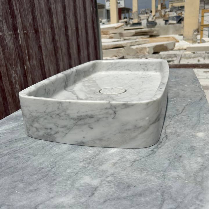 Arbon Marble - Wholesale Bathroom Accessory Set - Calacatta Gold Marble Sink, White Marble Vessel Sink on Top of Bathroom Vanity with Marble Sink Strainer Cover6