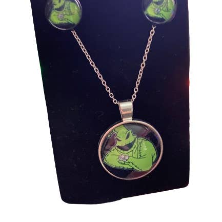 Oogie Boogie Nightmare Before Christmas Necklace & Earrings Set for wholesale by Dead Dave Designs