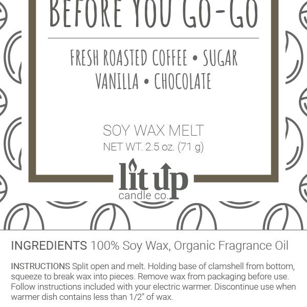 Lit Up Candle Co. - Wholesale Wax Melt - Wake Me Up Before You Go Go soy wax melts - Black Coffee1