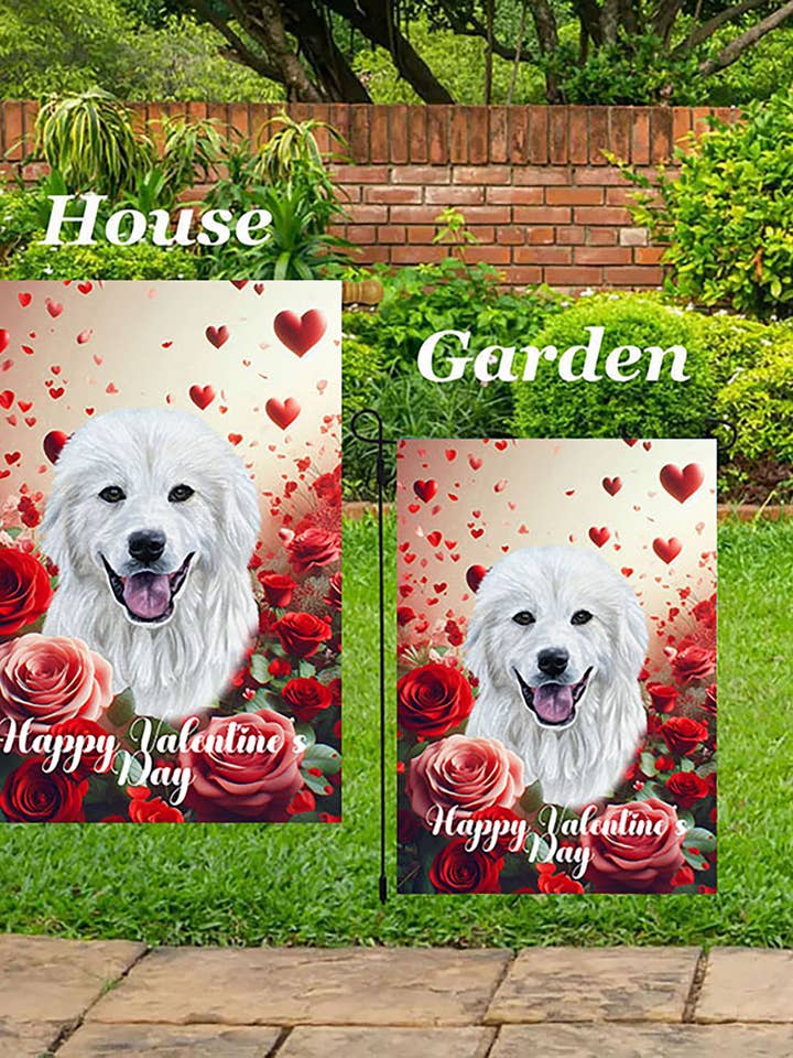 Great Pyrenees - Valentine House Flag for wholesale by Best of Breed Products
