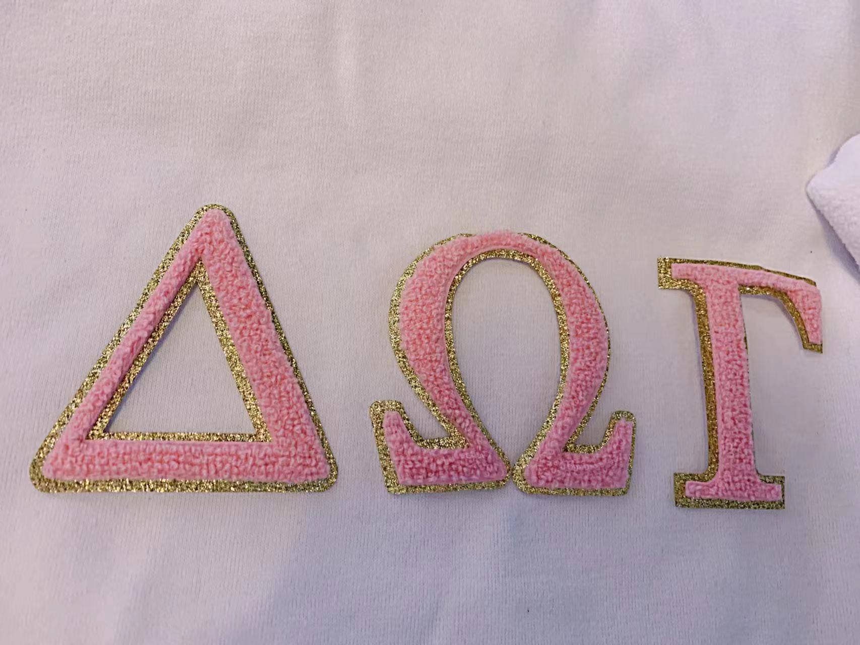 Chicbaby LLC - Wholesale Patch - 3 inch Iron on Greek letter, Pink, Chenille Letter, Sorority0