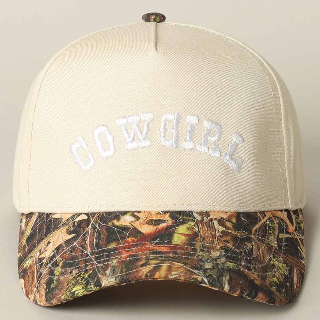 Fashion City - Wholesale Trucker Hat - Unisex - COWGIRL Lettering Embroidery Camo Two-Tone Cap18