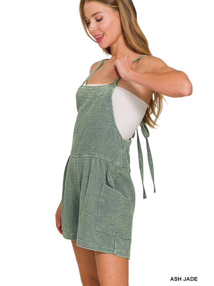 Vanilla Monkey - Wholesale Romper - Women's - Washed Double Gauze Tie Back Rompers1