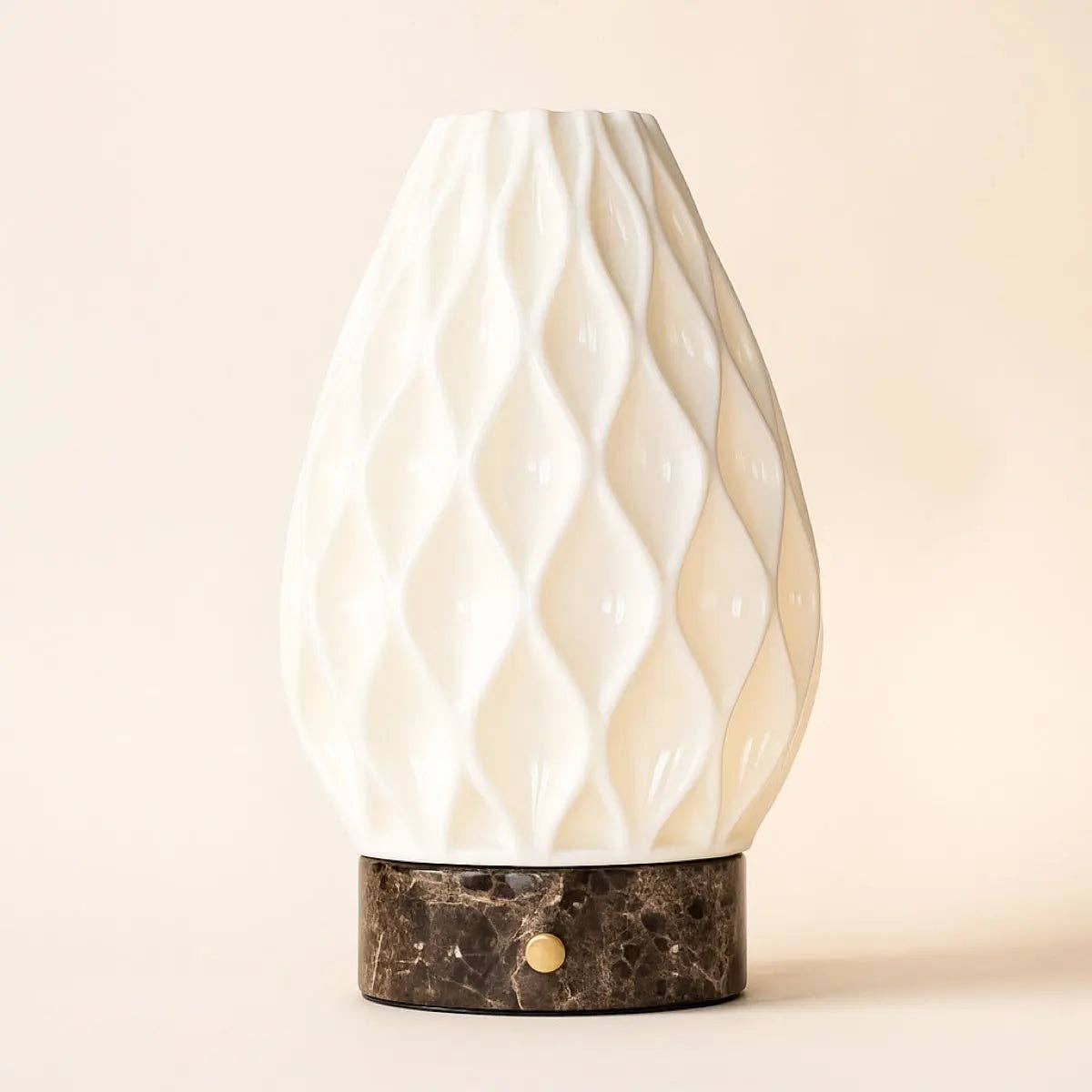 Tavellio - Wholesale Accent/Desk Lamp - Vela Dark Brown Marble Cordless Table Lamp | 3D-Printed Porcelain, Dimmable & Up to 100 Hours of Battery Life6