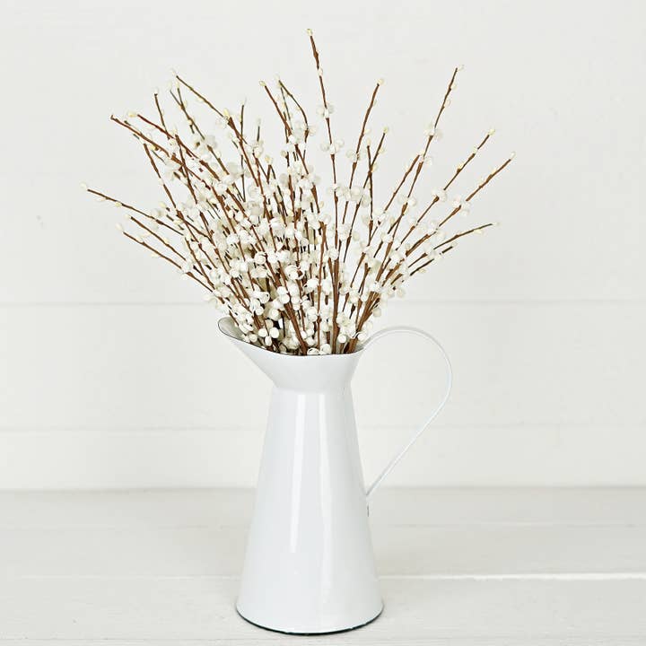 Holiday Depot Inc. - Wholesale Artificial Flowers - 35491- 20in Curly Q and Pip Berry Bush-Cream