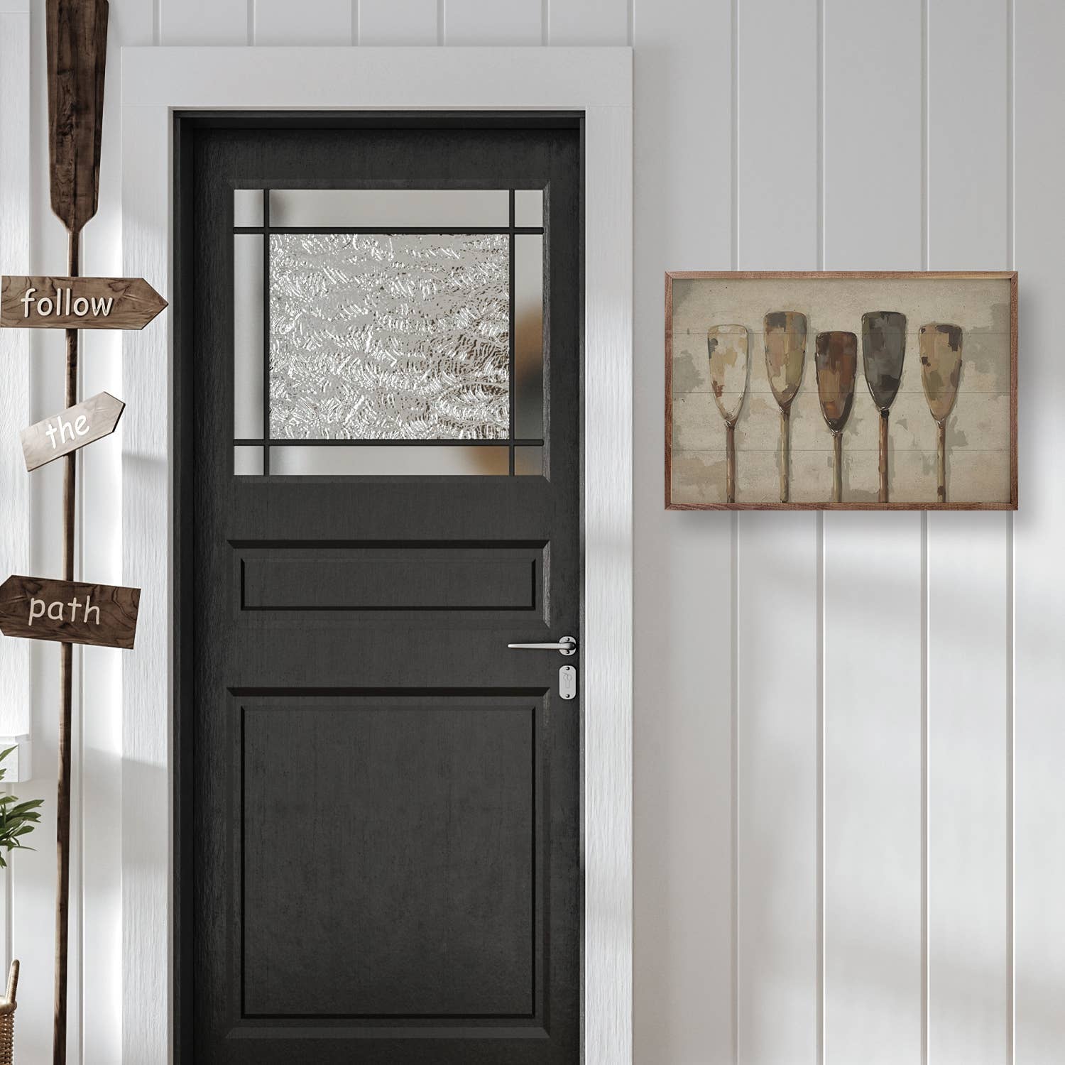 Kendrick Home - Wholesale Wood Wall Art - Five Vintage Boat Oars2