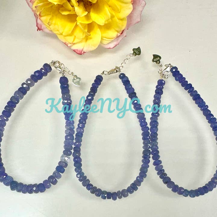 KayleeNYC - Wholesale Beaded Bracelet - Natural Tanzanite w 925 Sterling Silver Bracelets