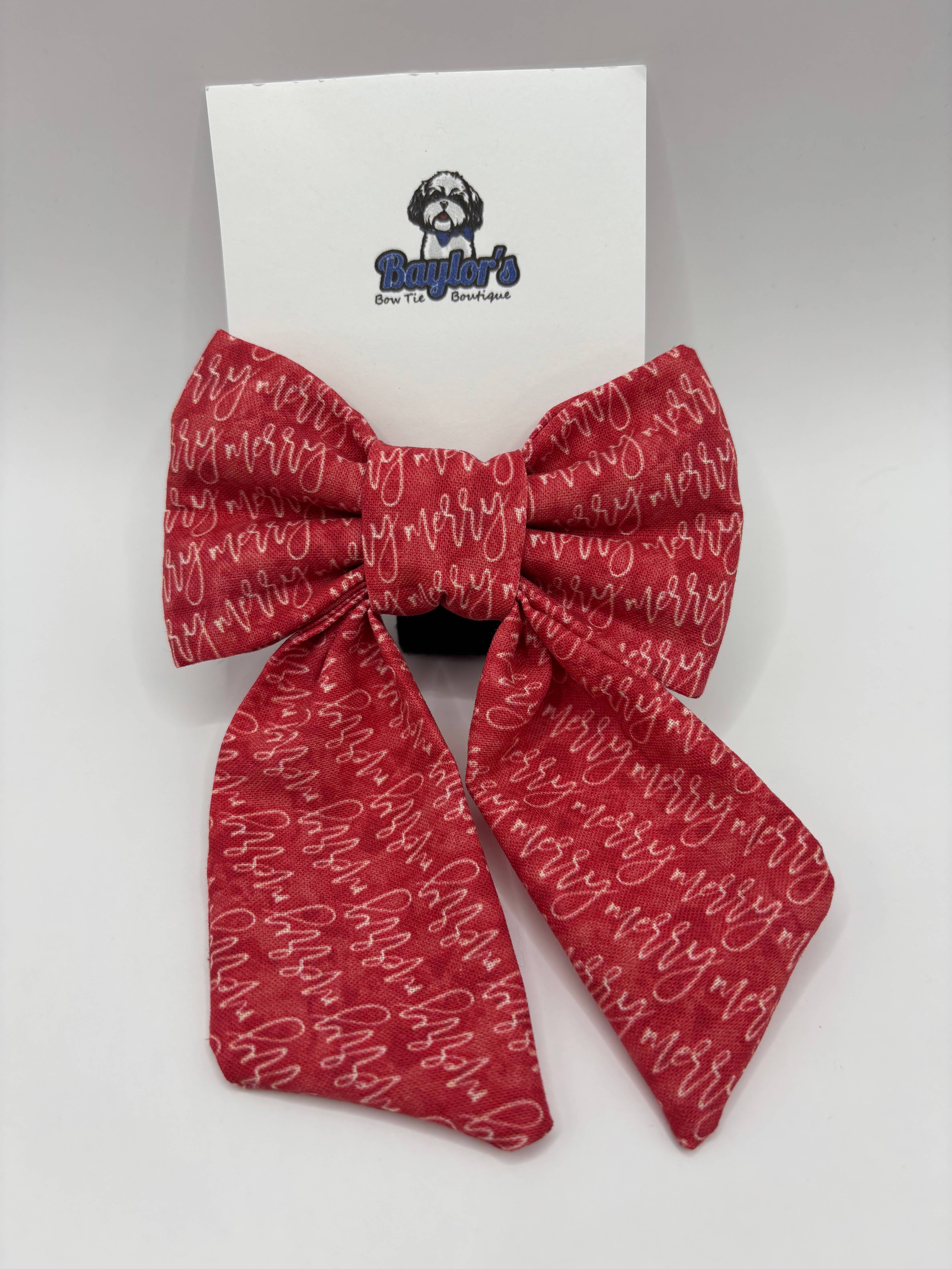 Baylor's Bow Ties - Wholesale Pet Bow Tie - Dog - Red Merry Dog Bow Tie, holiday dog bow ties 3