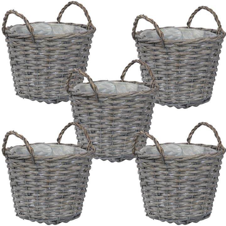Sunnydaze Decor - Wholesale Plant Pot - 8 in Rattan Wicker Basket Planters with Handles - Set of 51