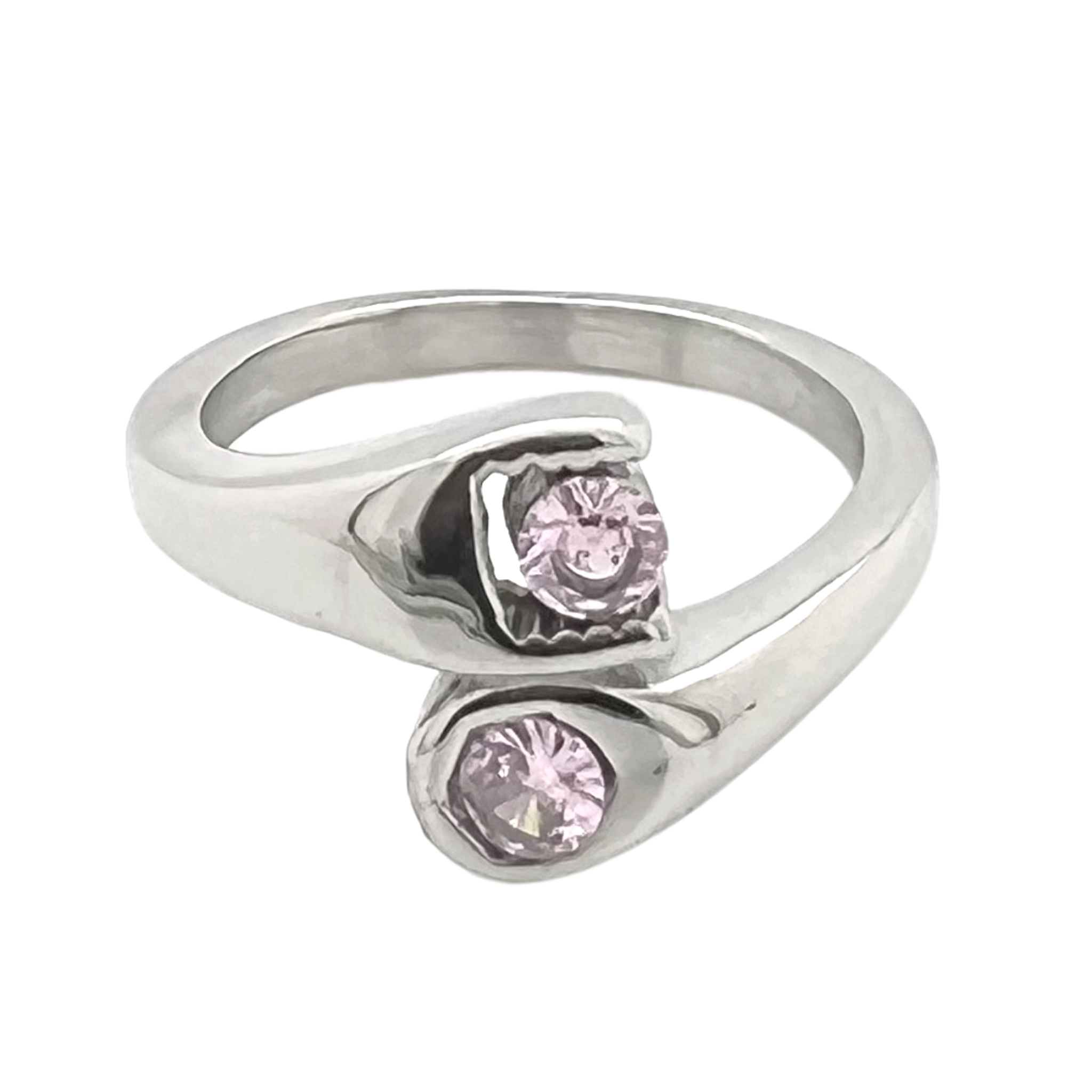 WJW - Wholesale Cocktail/Statement Ring - CZ Wrench Polished Stainless Steel Ring2