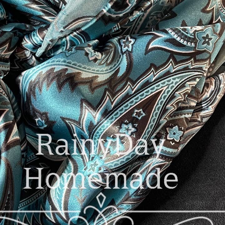 Rainyday Homemade - Wholesale Scarf - Women's - Teal/blue Paisley Wild Rag