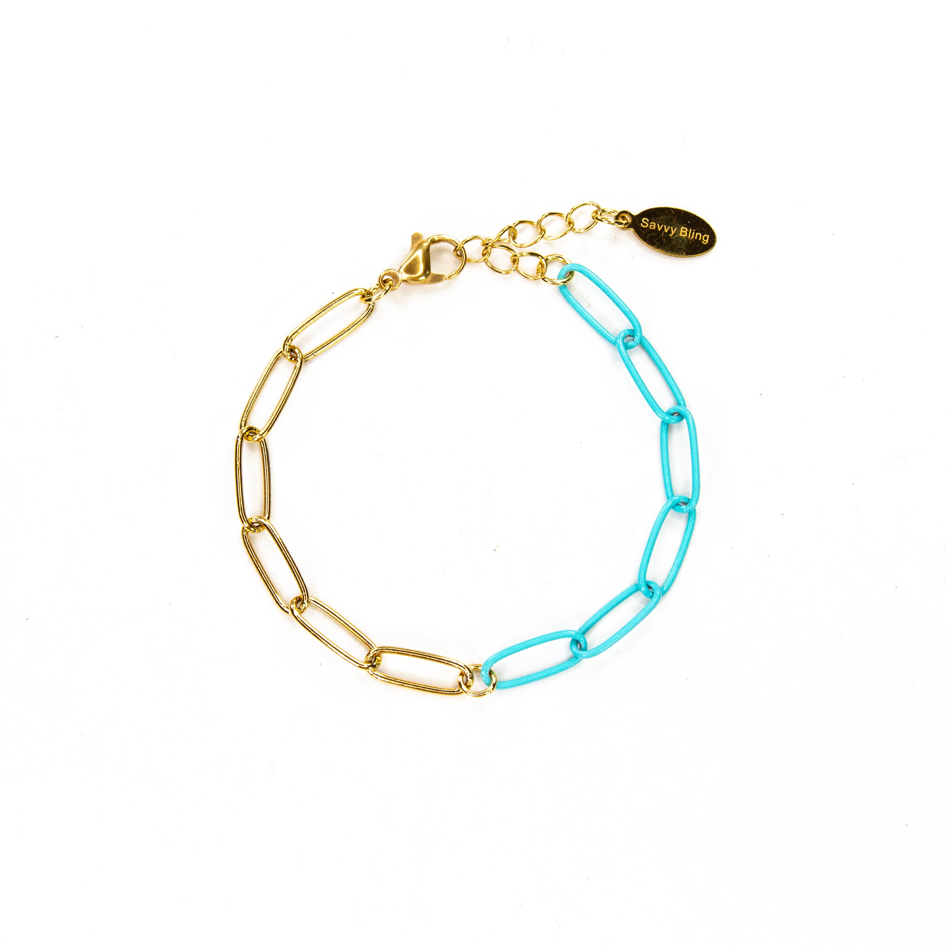 Savvy Bling - Wholesale Link & Chain Bracelet - Enamel 16+ Colors paperclip & Gold chain link bracelet27